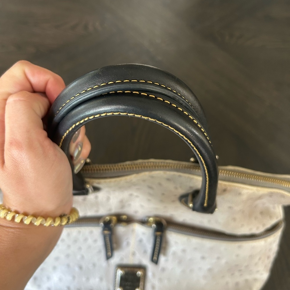 Dooney & Bourke Ostrich Medium Barlow Gray Leather Double Handle/ Crossbody - Picture 5 of 8